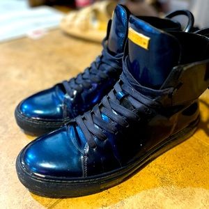 Buscemi Patent Leather High-Top Sneakers - Blue - Size 11